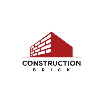 simple brick wall construction logo template element