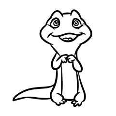 Little lizard coloring page cartoon illustration isolated image