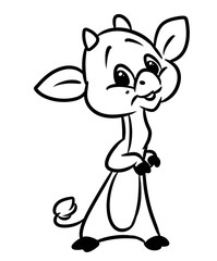 Little calf smile good character coloring page cartoon illustration isolated image