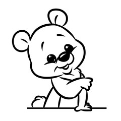 Bear smile cartoon illustration isolated image toy teddy  coloring page