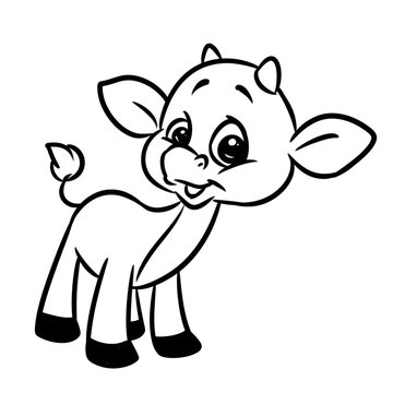 Little calf smile good character coloring page cartoon illustration isolated image
