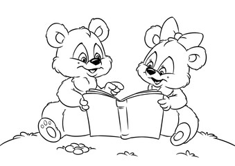 Teddy bear reading book animal coloring pages