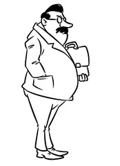 Man angry briefcase cartoon illustration isolated image