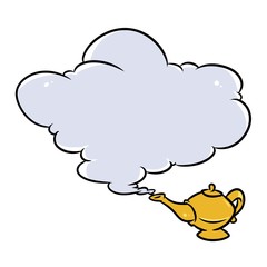 Aladdin Magic Lamp Jin Cloud cartoon illustration isolated image