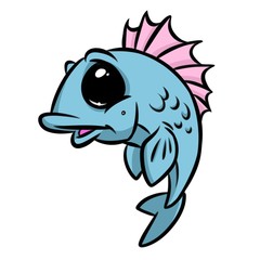 fish smile big eyes cartoon illustration isolated image 