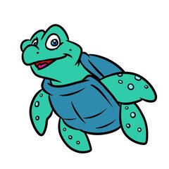 Turtle sea animal character cartoon illustration isolated image