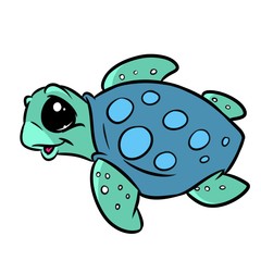 Turtle sea animal character cartoon illustration isolated image