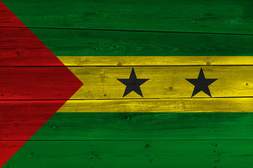 Sao Tome and Principe flag painted on old wood plank