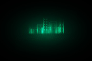 abstract background. Digital city concept. Abstract complex structure of city. vector illustration