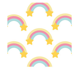 Rainbow with Gold Stars
