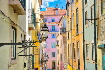 Fototapeta na wymiar Colorful buildings of Lisbon historic center