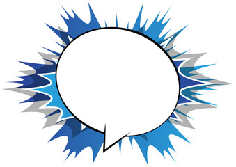 Vector illustrated retro comic book background with big blank speech bubble, pop art vintage style backdrop.