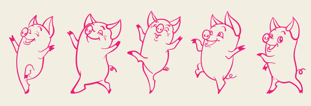 Pig cartoon vector set