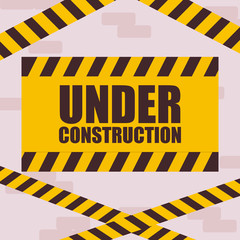 under construction label with caution tape
