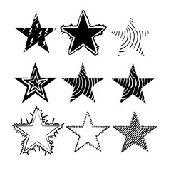 hand drawn stars in doodle style. Could be used for pattern or standalone element. vector