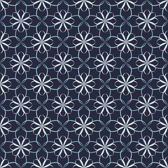 Seamless vector floral pattern based on Arabic geometric ornaments in black and white colors. Endless abstract background