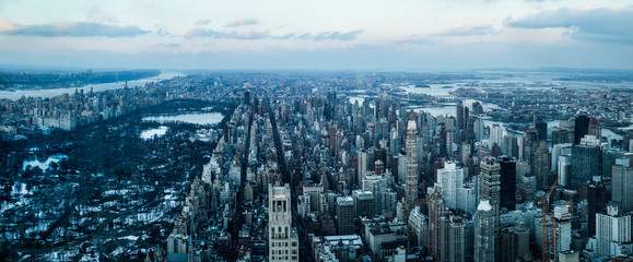 New york city skyline at sunset