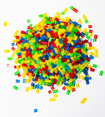 Multicolored plastic pieces