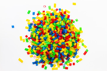 Multicolored plastic pieces