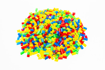 Multicolored plastic pieces