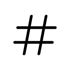Hashtag icon vector isolated on white background. black hashtag icon