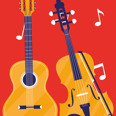 guitar and fiddle instruments musical © djvstock