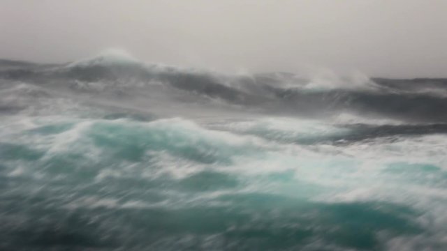 Storm in Drake passage, Big storm waves cloth-up in Antarctica, Massive storm and Huge waves at Drake passage