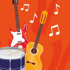 Naklejka premium guitar electric and acoustic instruments