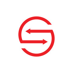 letters s linked exchange arrow simple logo