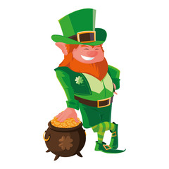 saint patrick lemprechaun with treasure cauldron