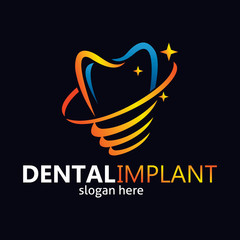 Fototapeta premium dental braces logo, dental implant, dental logo design