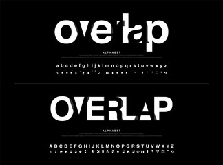 Fototapeta modern alphabet font overlap style. calligraphy black color fonts designs. Typography font uppercase and lowercase. vector illustration obraz