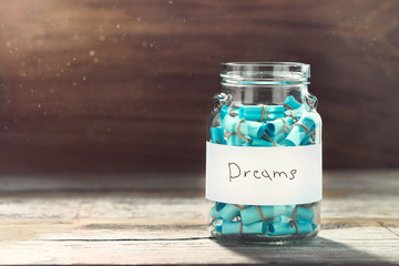Dream concept Full glass jar cherished wishes