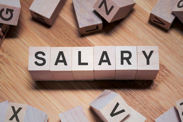 Salary Word In Wooden Cube