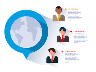 businessmen with infographic and planet earth