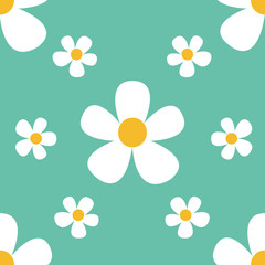Beautiful summer background with daisies flowers. Floral seamless pattern. Vector illustration