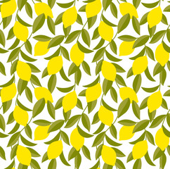 Nahtloses Muster der gelben Zitronenbaum-Kunst