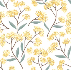 Gordijnen Yellow Peony Flower Art Seamless Pattern © pannawish