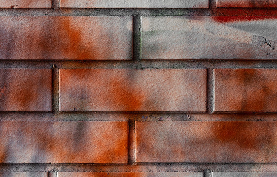 Bricks white masonry with red graffito