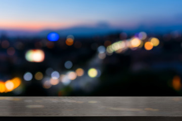 empty table from wenge wood with bokeh background