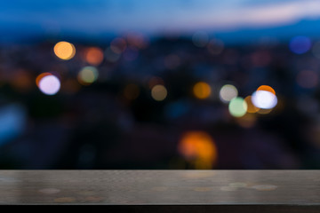 empty table from wenge wood with bokeh background