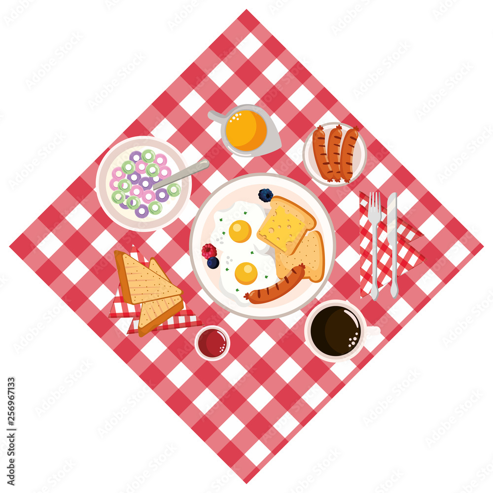 Poster delicious tasty breakfast cartoon