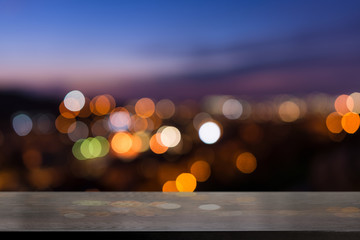 empty table from wenge wood with bokeh background