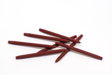 ballpoint pens close-up. many pens. stationery