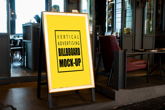 Mock up vertical billboard advertising front of pub