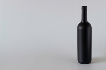 Wine bottle black on a white background