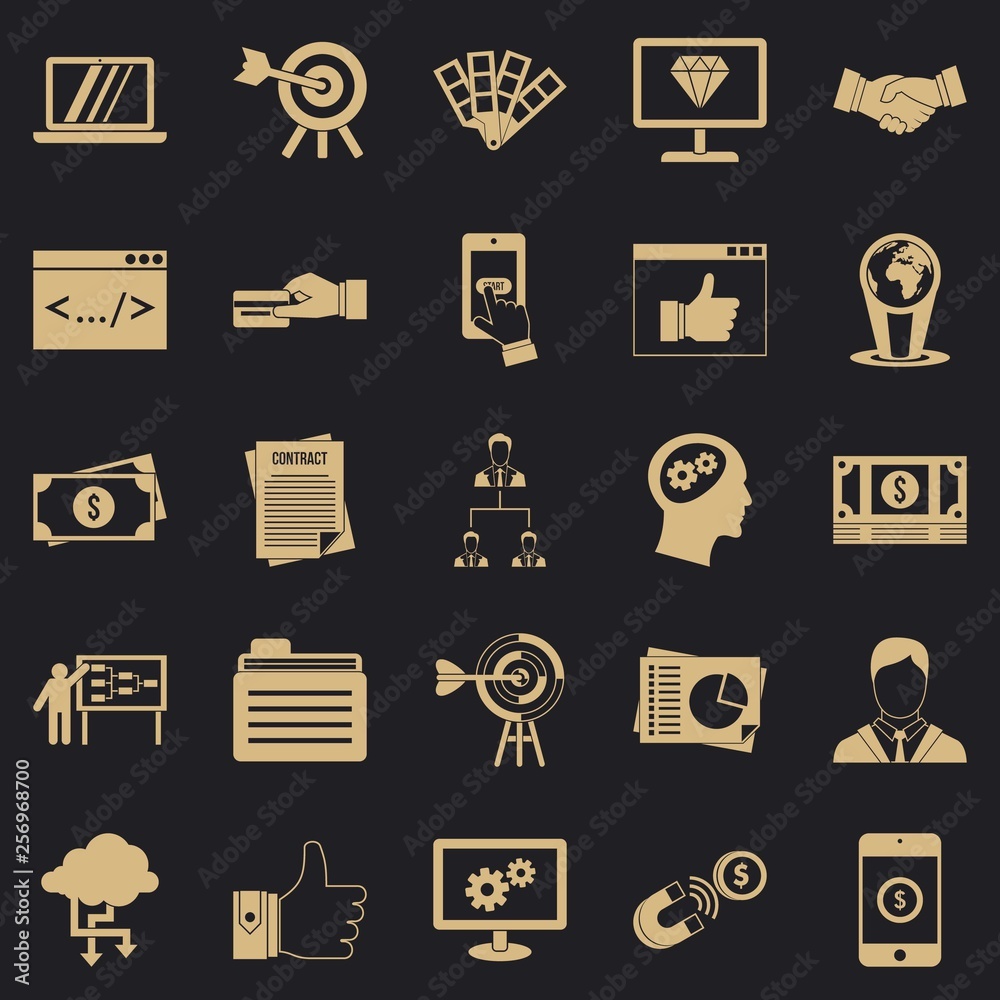 Poster fee for the project icons set. simple set of 25 fee for the project vector icons for web for any des