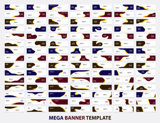 Mega collection of 105 banner design template. Color gradient with yellow list concept. Banner web design vector.