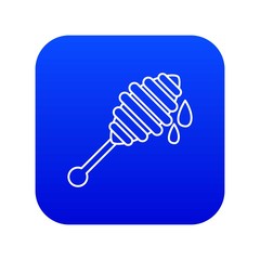 Honey ladle icon blue vector isolated on white background