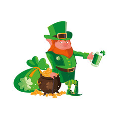 saint patrick lemprechaun with beer character